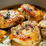 Creamy Oven Baked Chicken Thighs