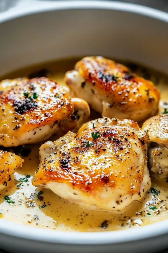 Creamy Oven Baked Chicken Thighs