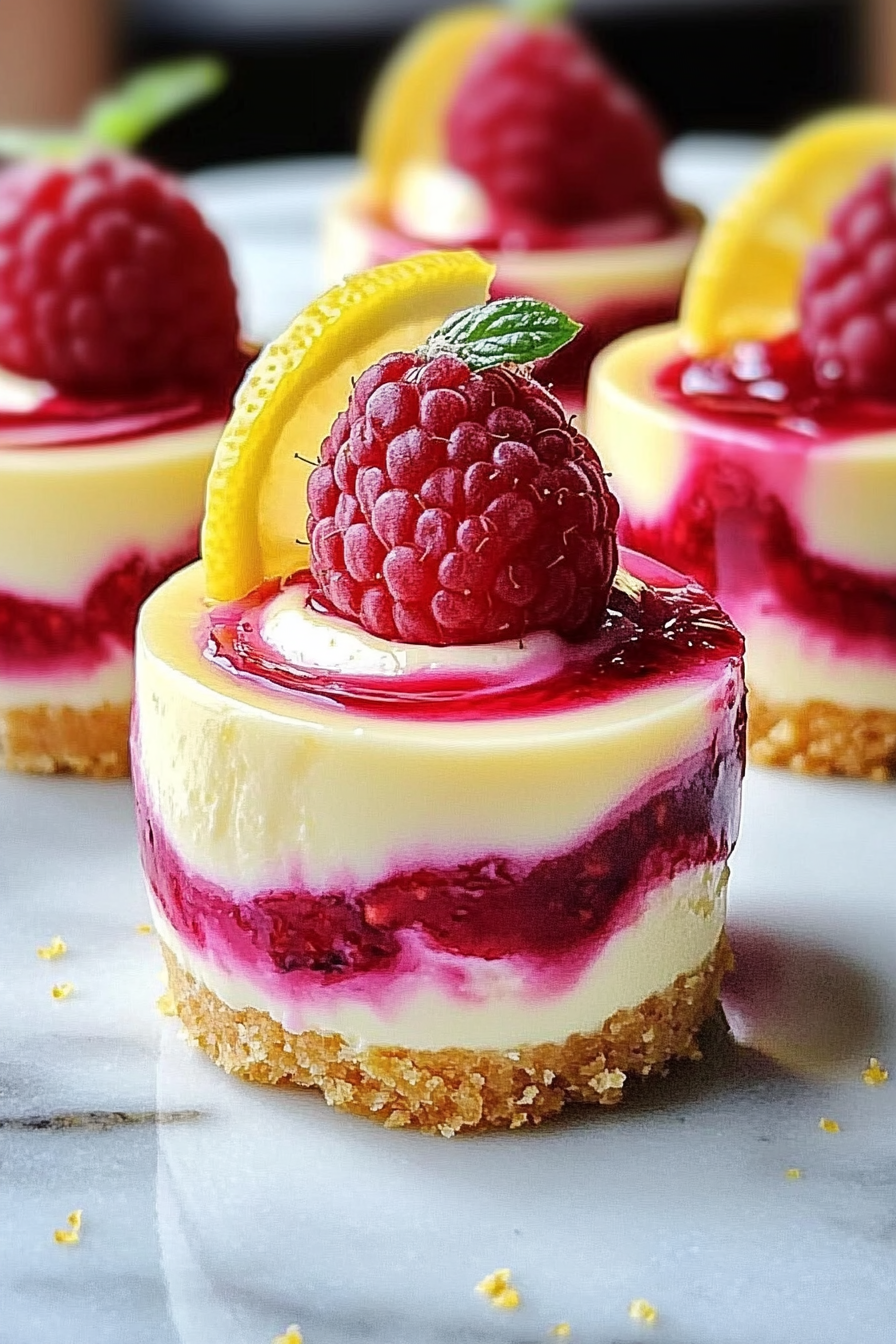 Luscious Lemon Raspberry Swirl Cheesecake Cups