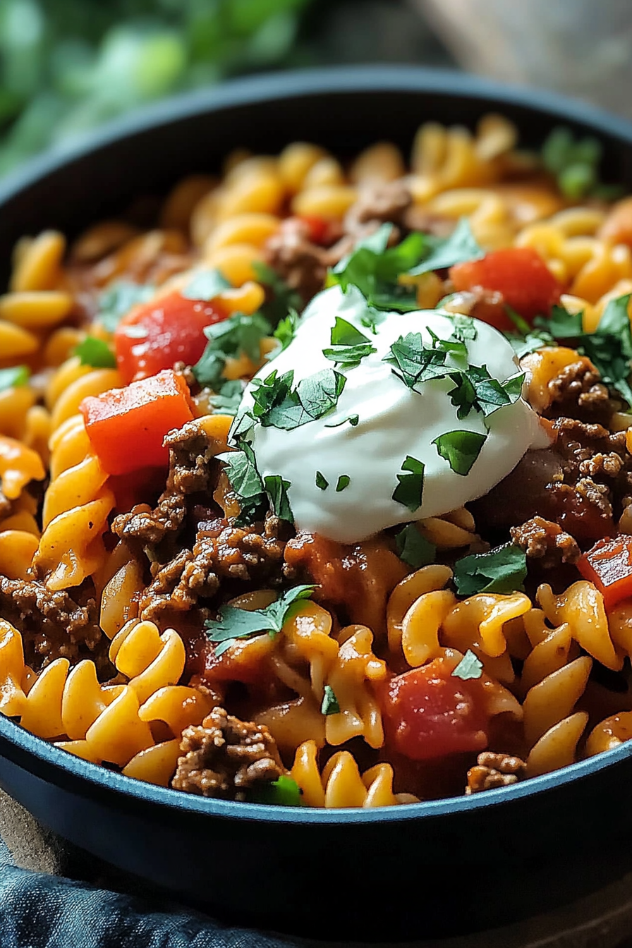 one pot beef taco pasta