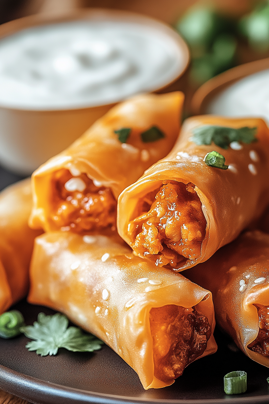 buffalo chicken egg rolls