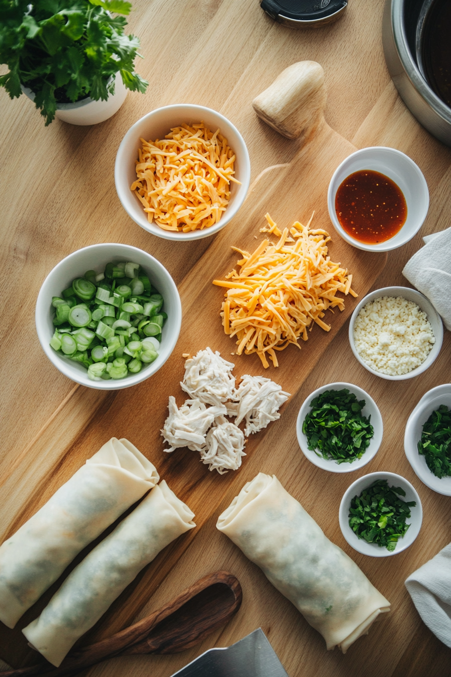 buffalo chicken egg rolls