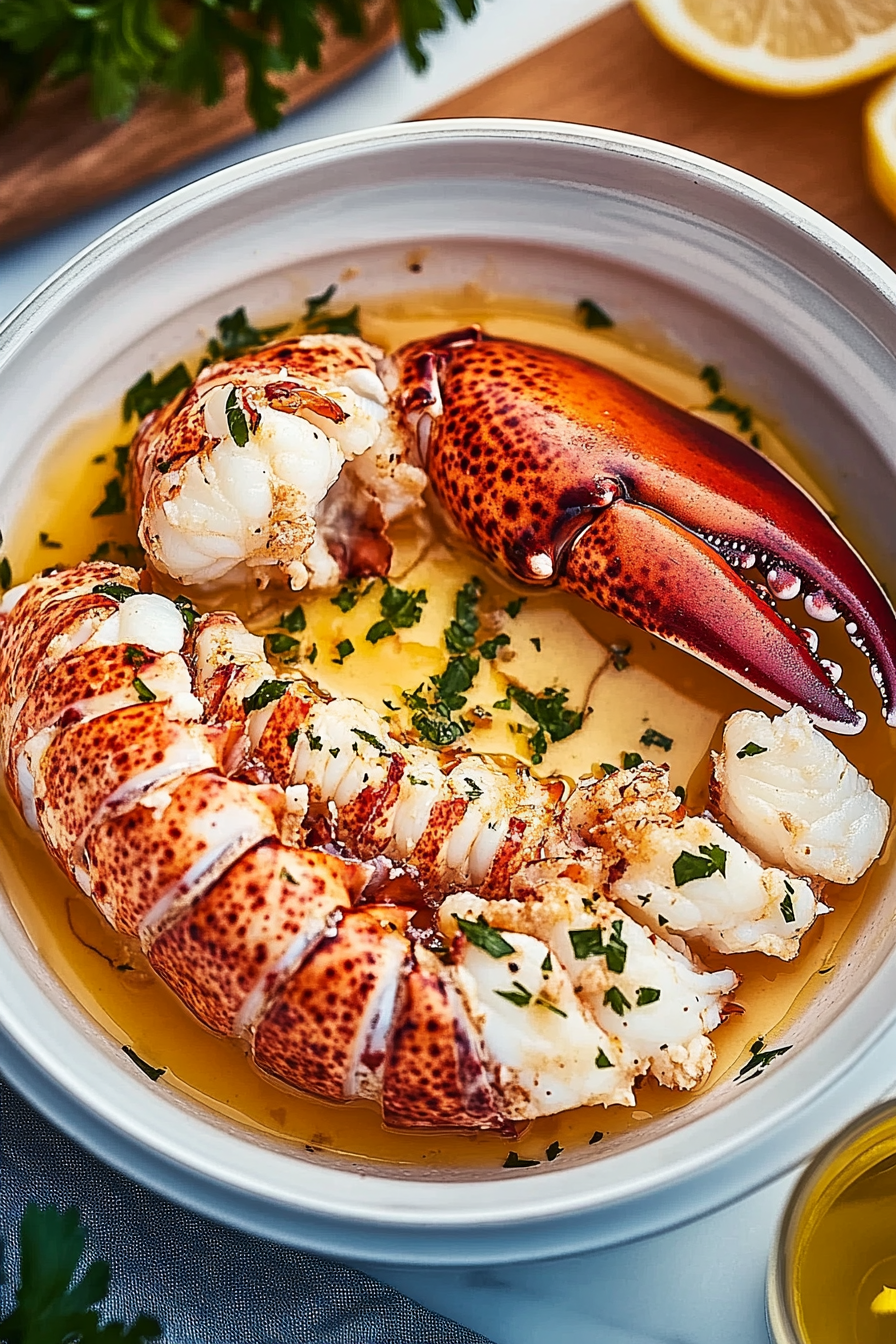 butter poached lobster tail