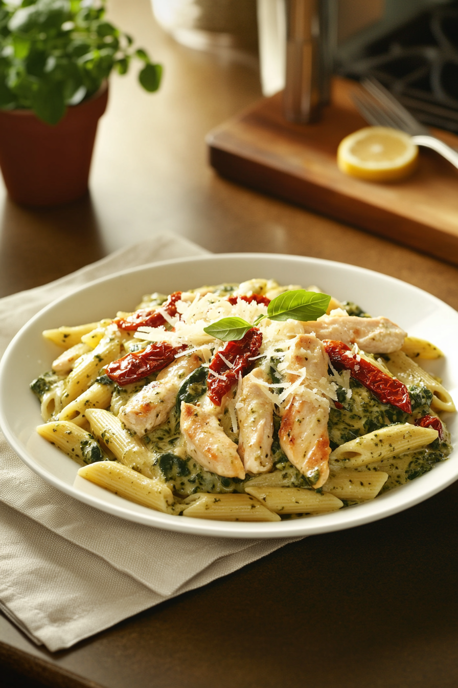 creamy chicken pesto pasta