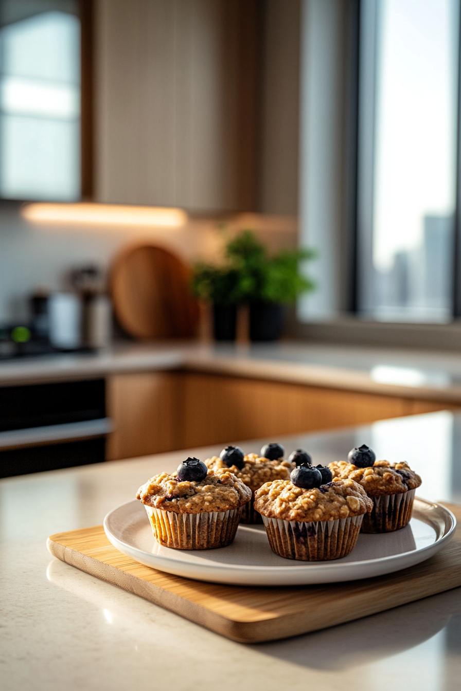 healthy blueberry oatmeal muffins