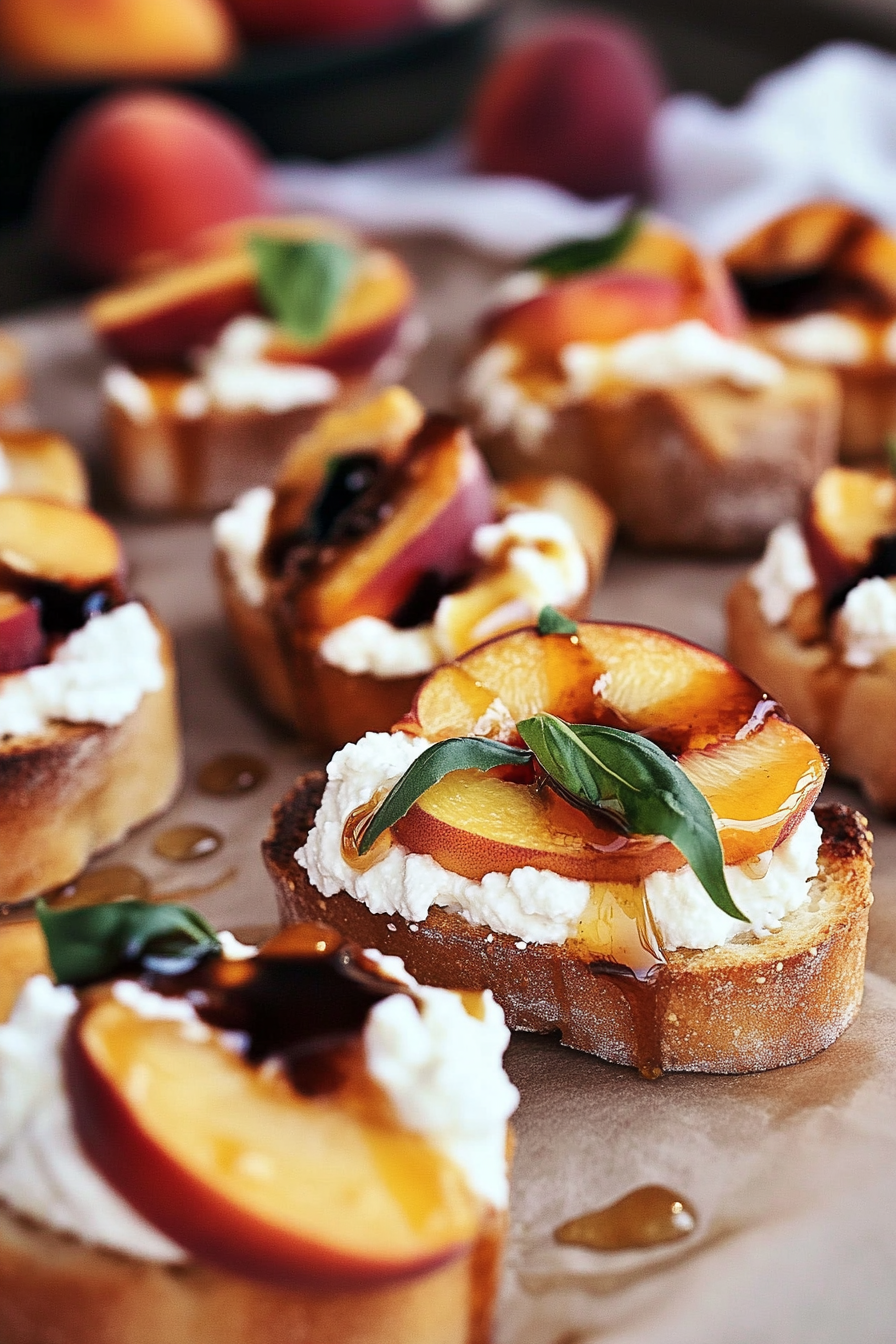 honey ricotta peach crostini