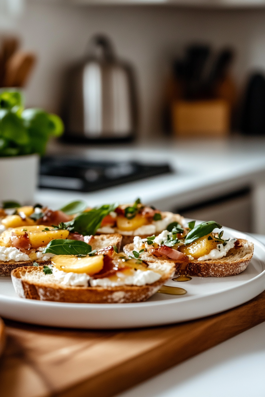 honey ricotta peach crostini