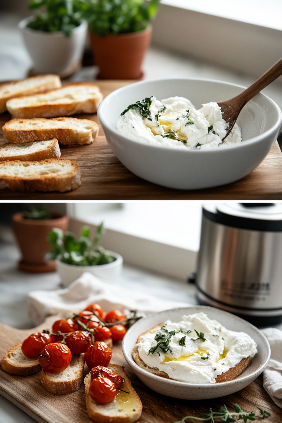 whipped ricotta crostini