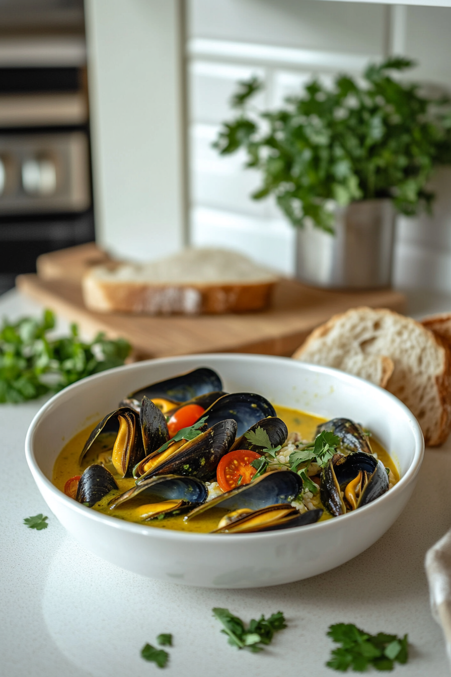 yellow curry mussels
