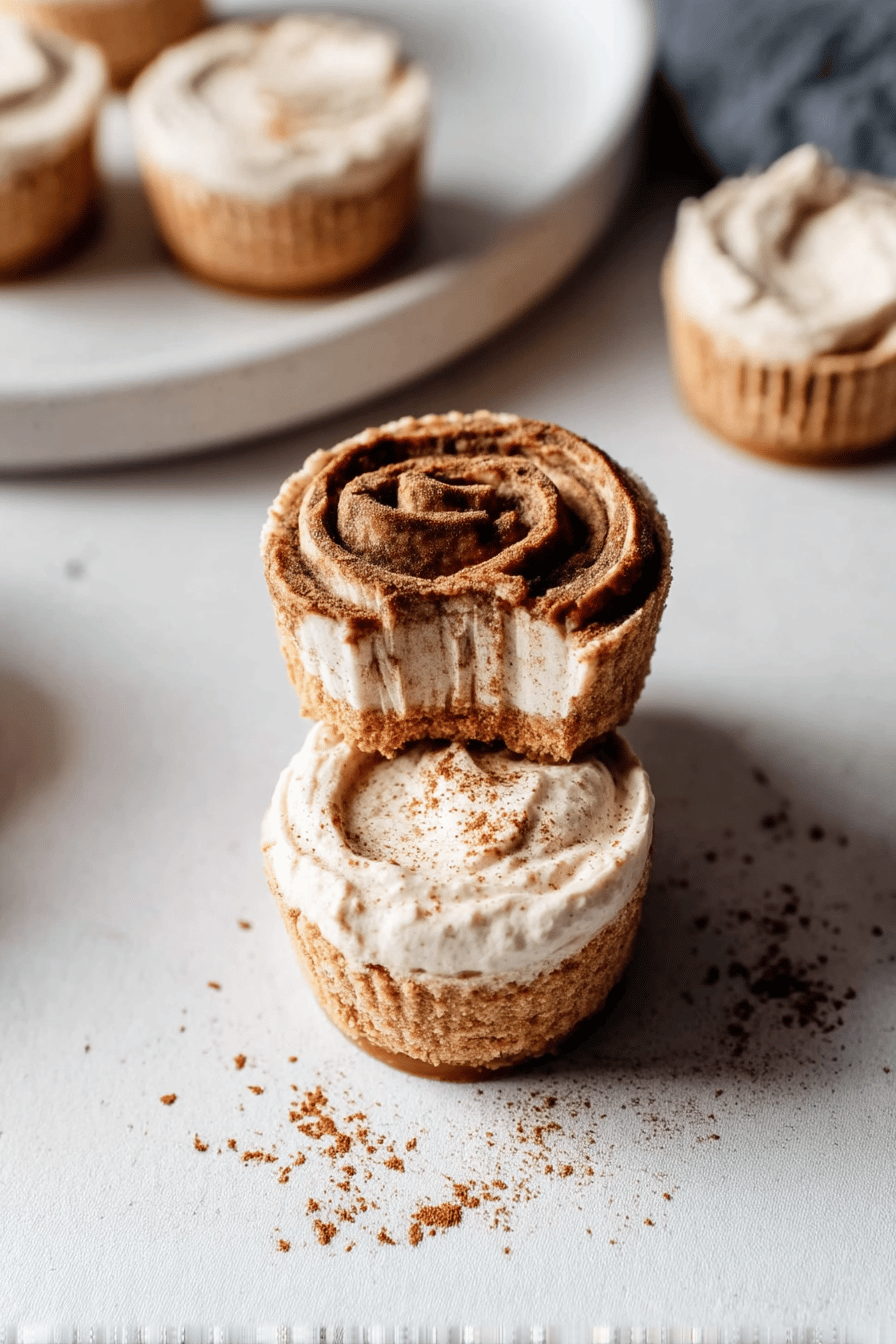 mini no bake cinnamon roll cheesecakes