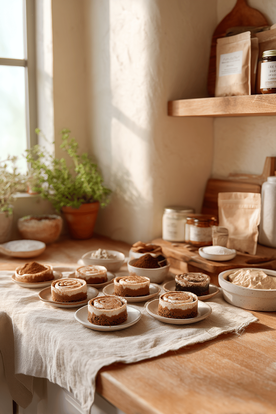 mini no bake cinnamon roll cheesecakes