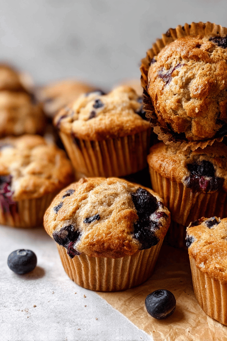 whole wheat banana blueberry muffins