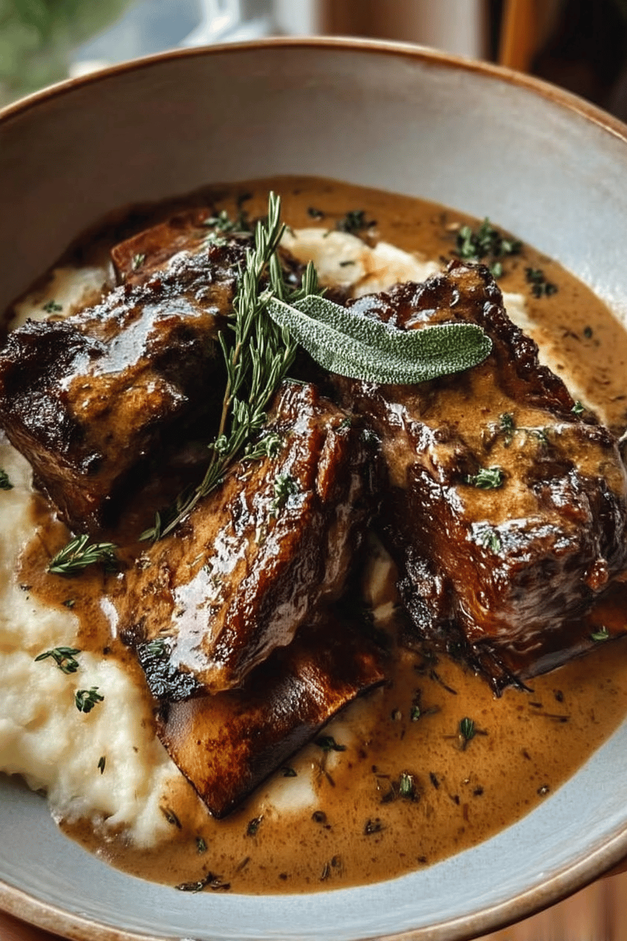Braised Short Ribs in Herb Sauce