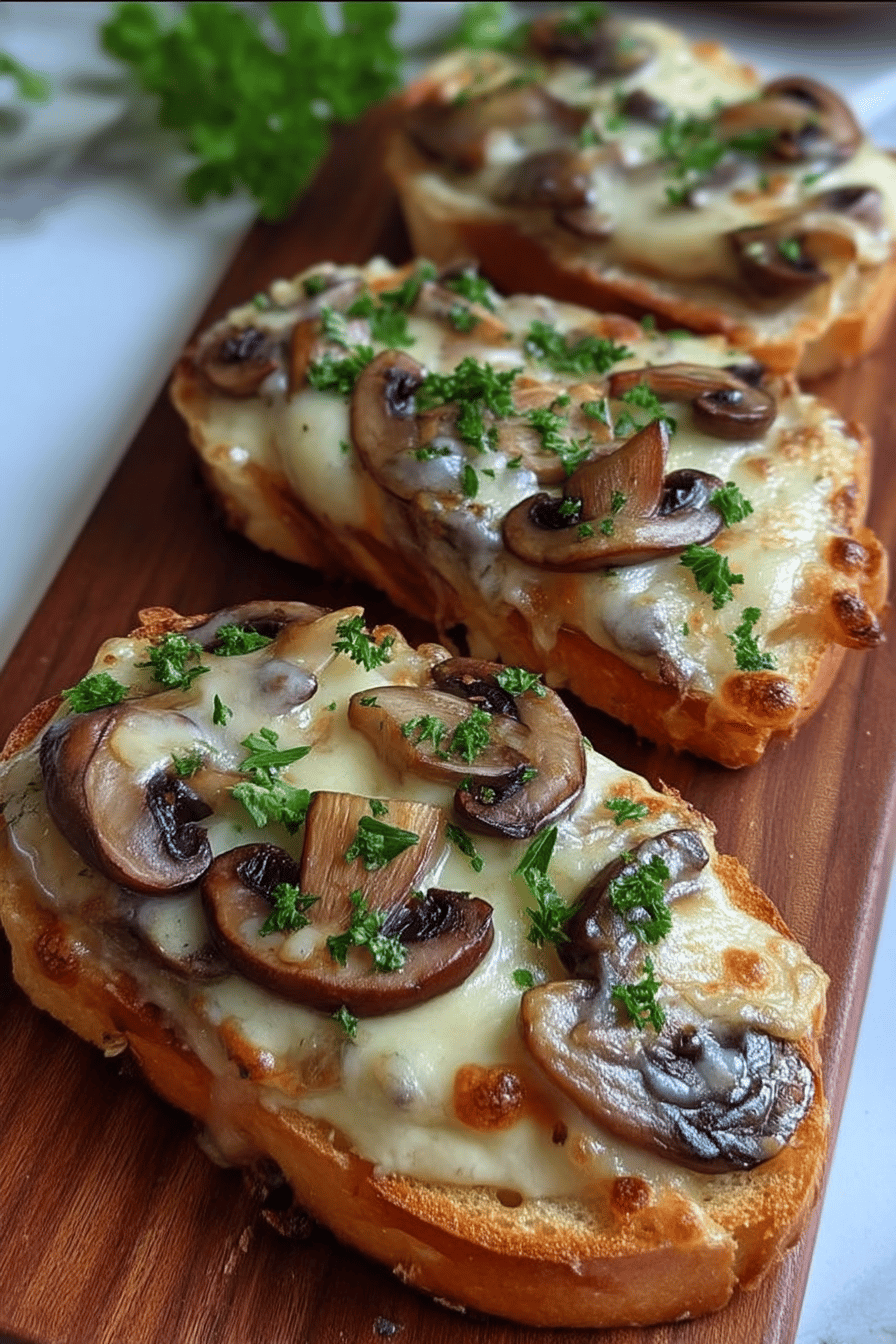 Cheesy Mushroom Garlic Toasts