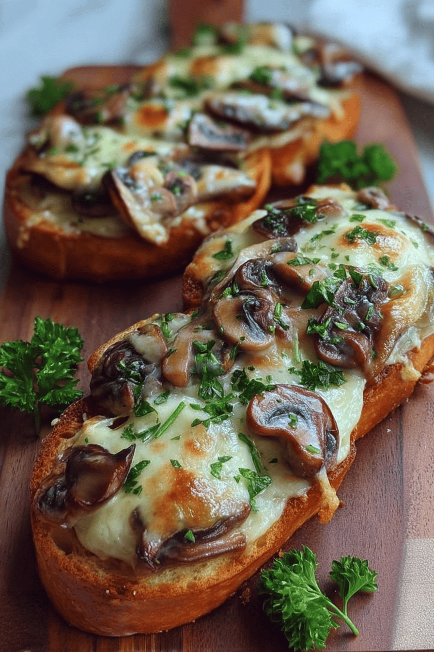 Cheesy Mushroom Garlic Toasts