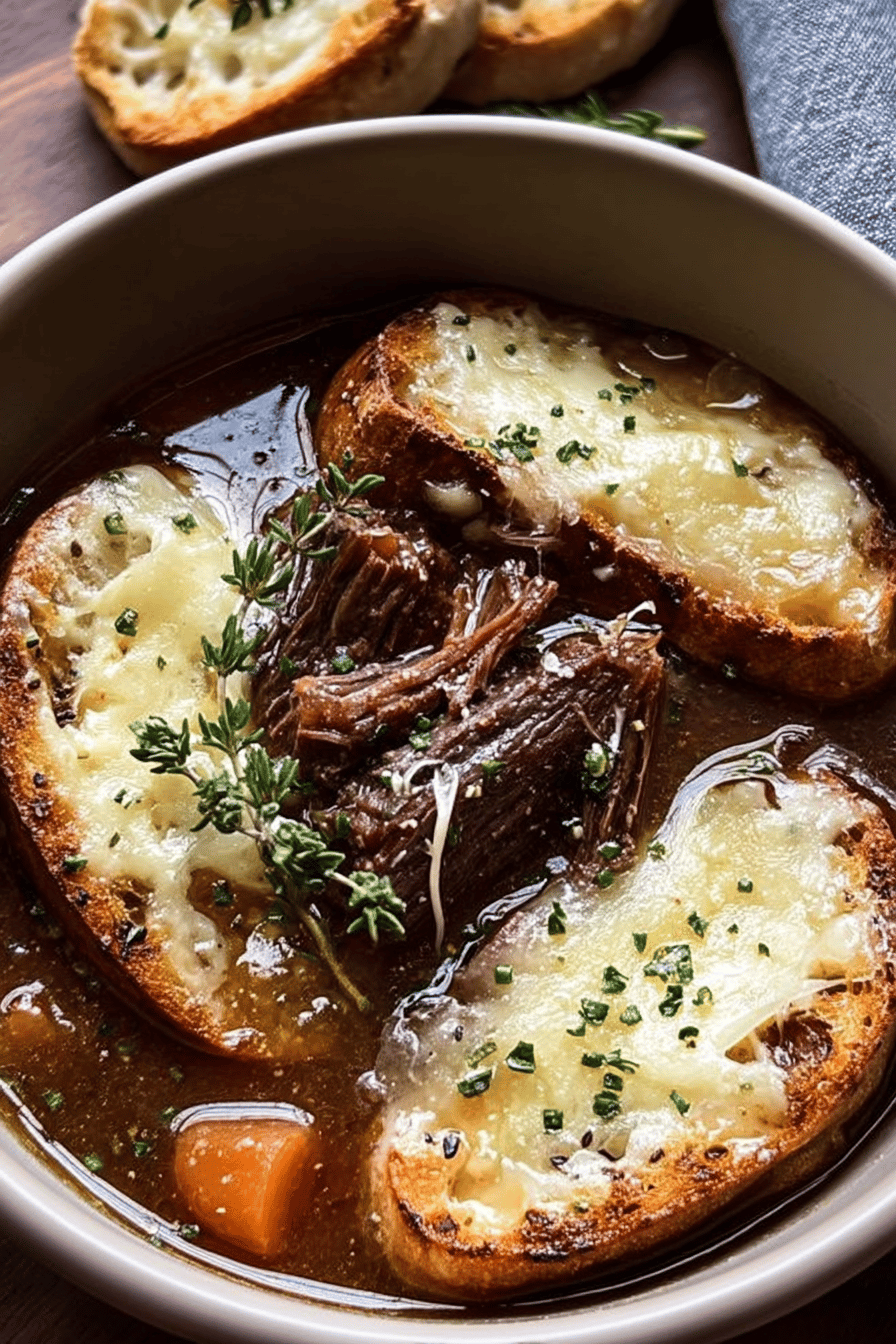 French Onion Short Rib Soup with Gruyère Toast