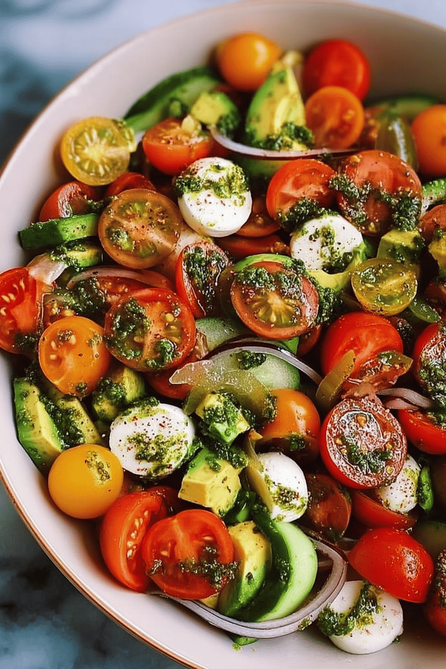 Fresh Avocado and Tomato Pesto Salad