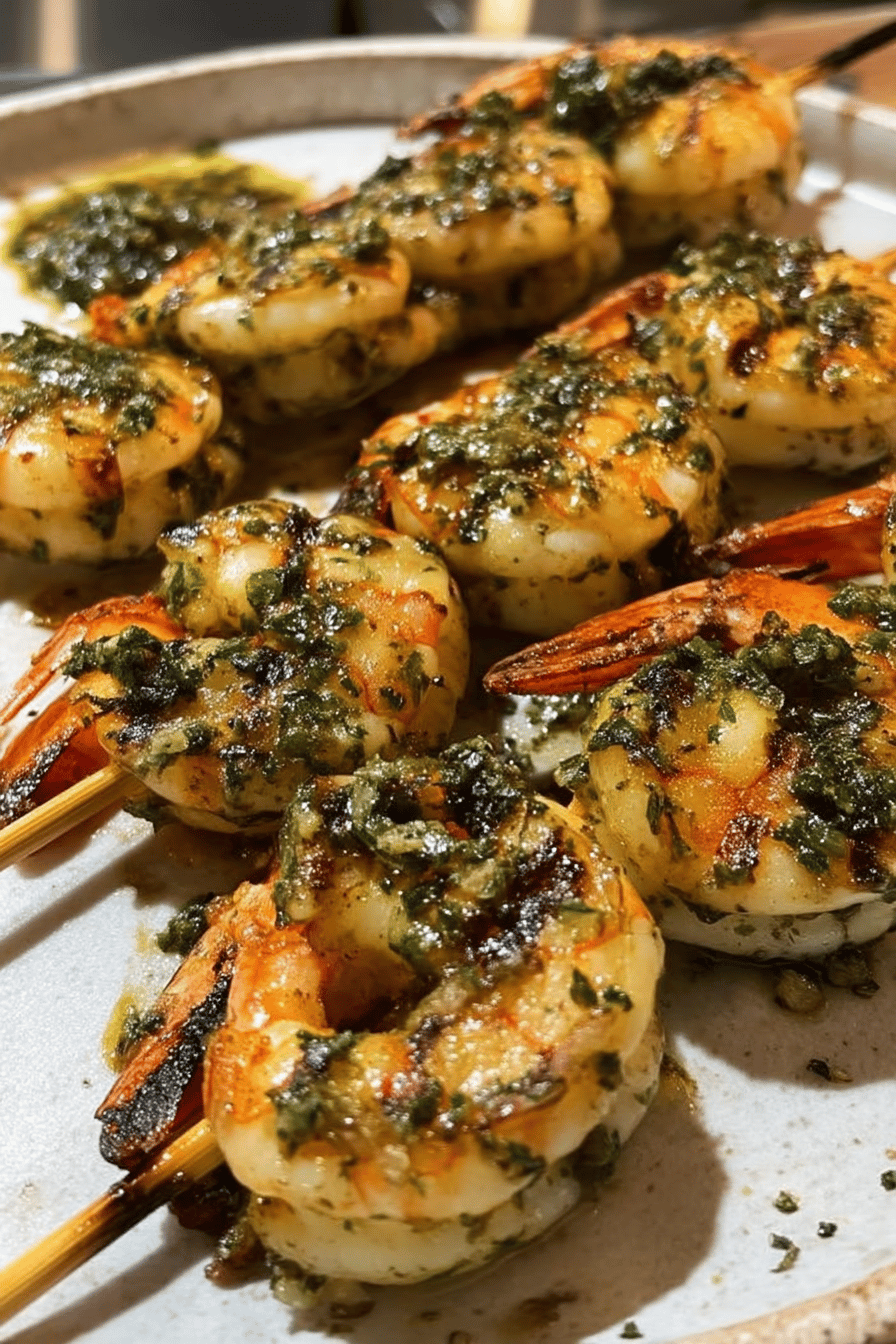 Grilled Chimichurri Shrimp Skewers