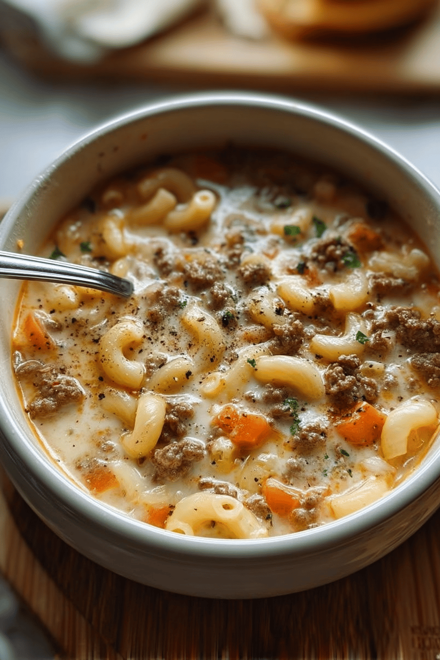 Macaroni Cheeseburger Soup