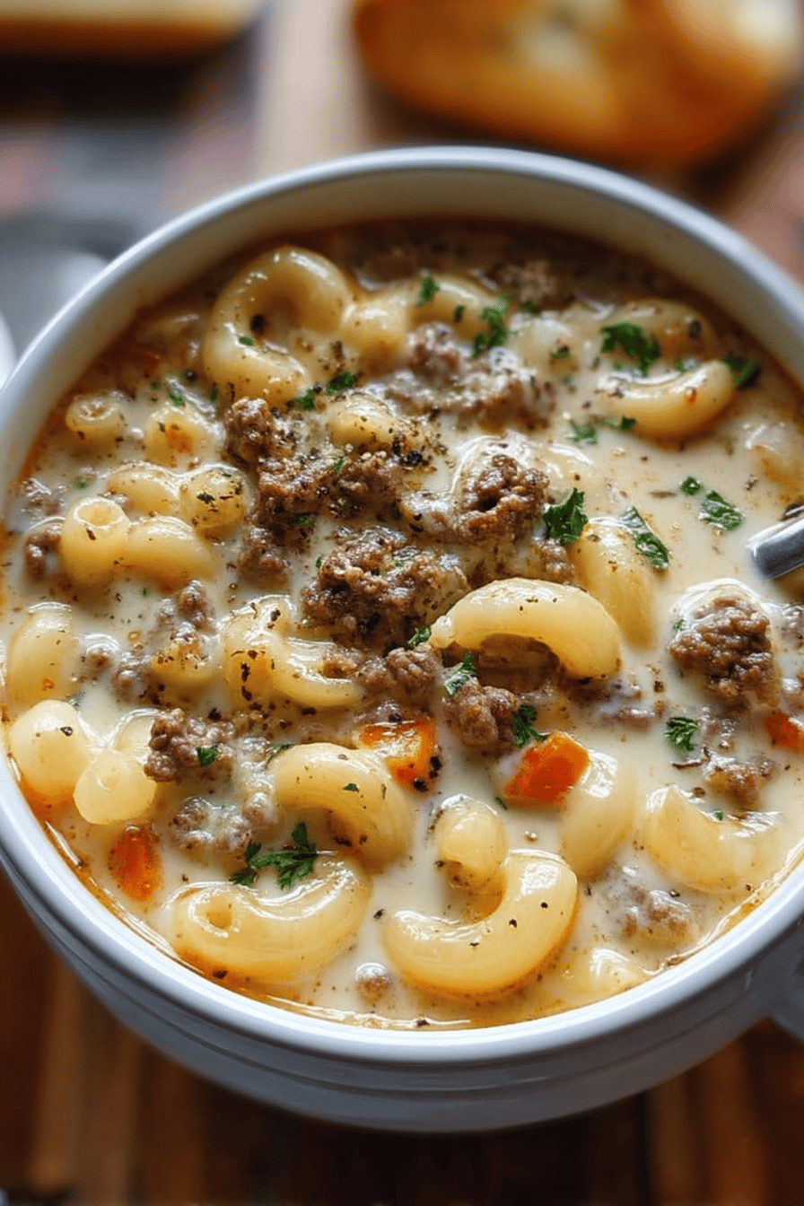 Macaroni Cheeseburger Soup