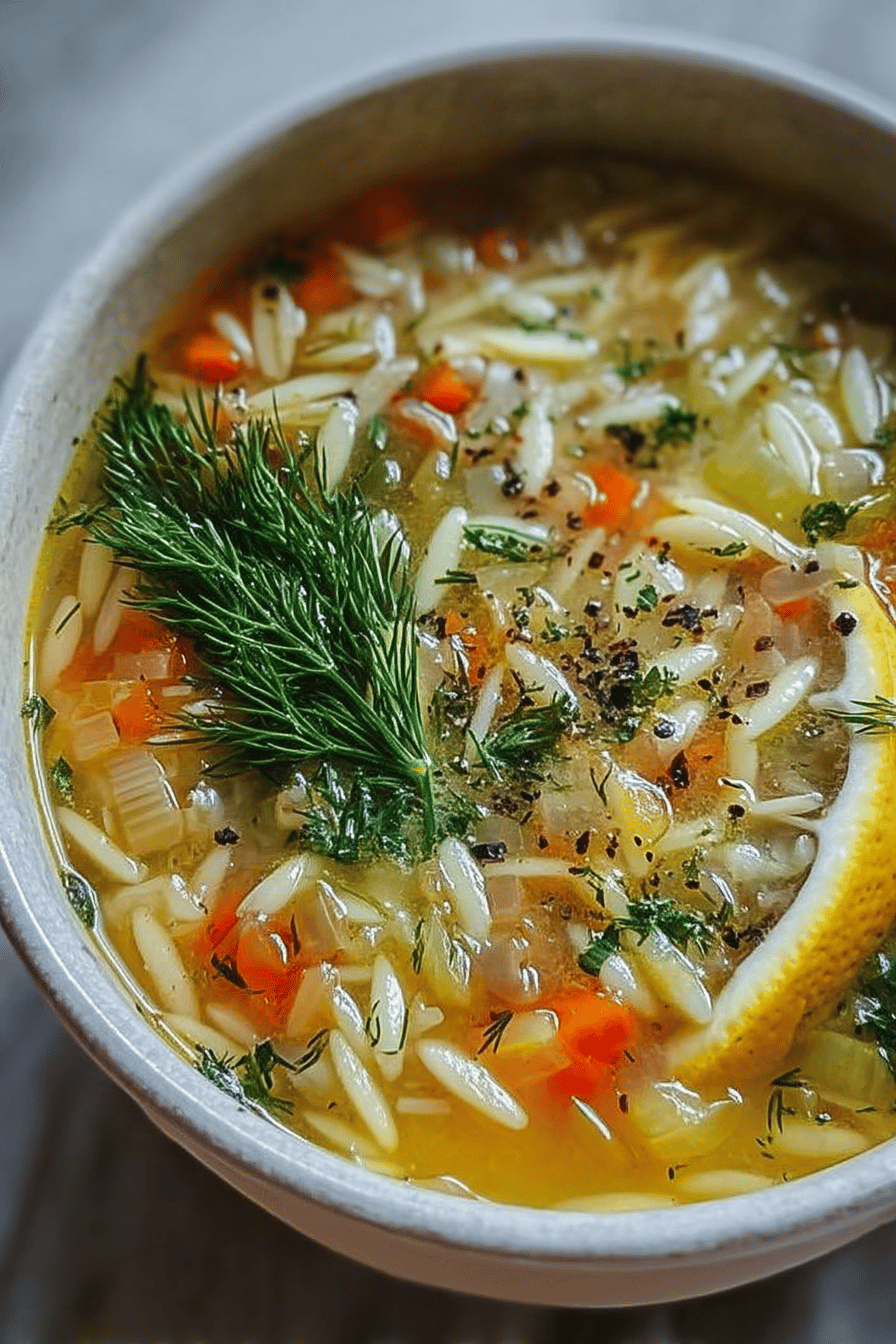 Orzo and Vegetable Soup with Lemon and Dill