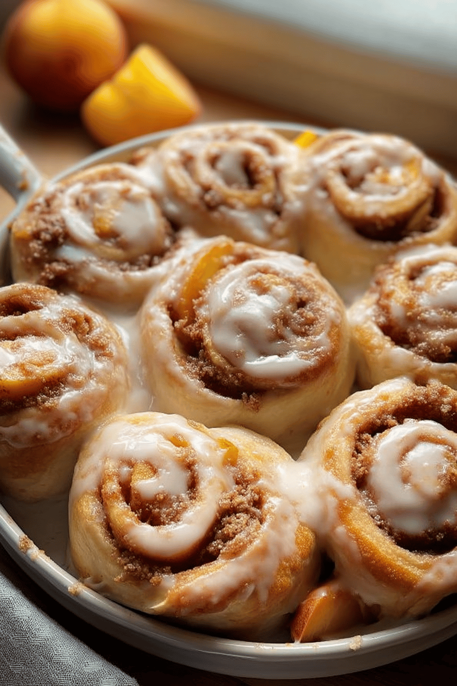 Peach Cobbler Cinnamon Rolls
