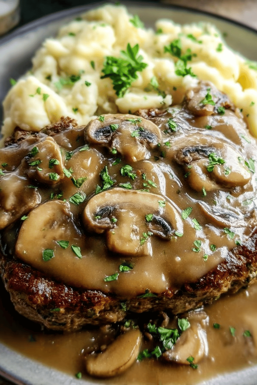Salisbury Steak Meatloaf with Mushroom Gravy