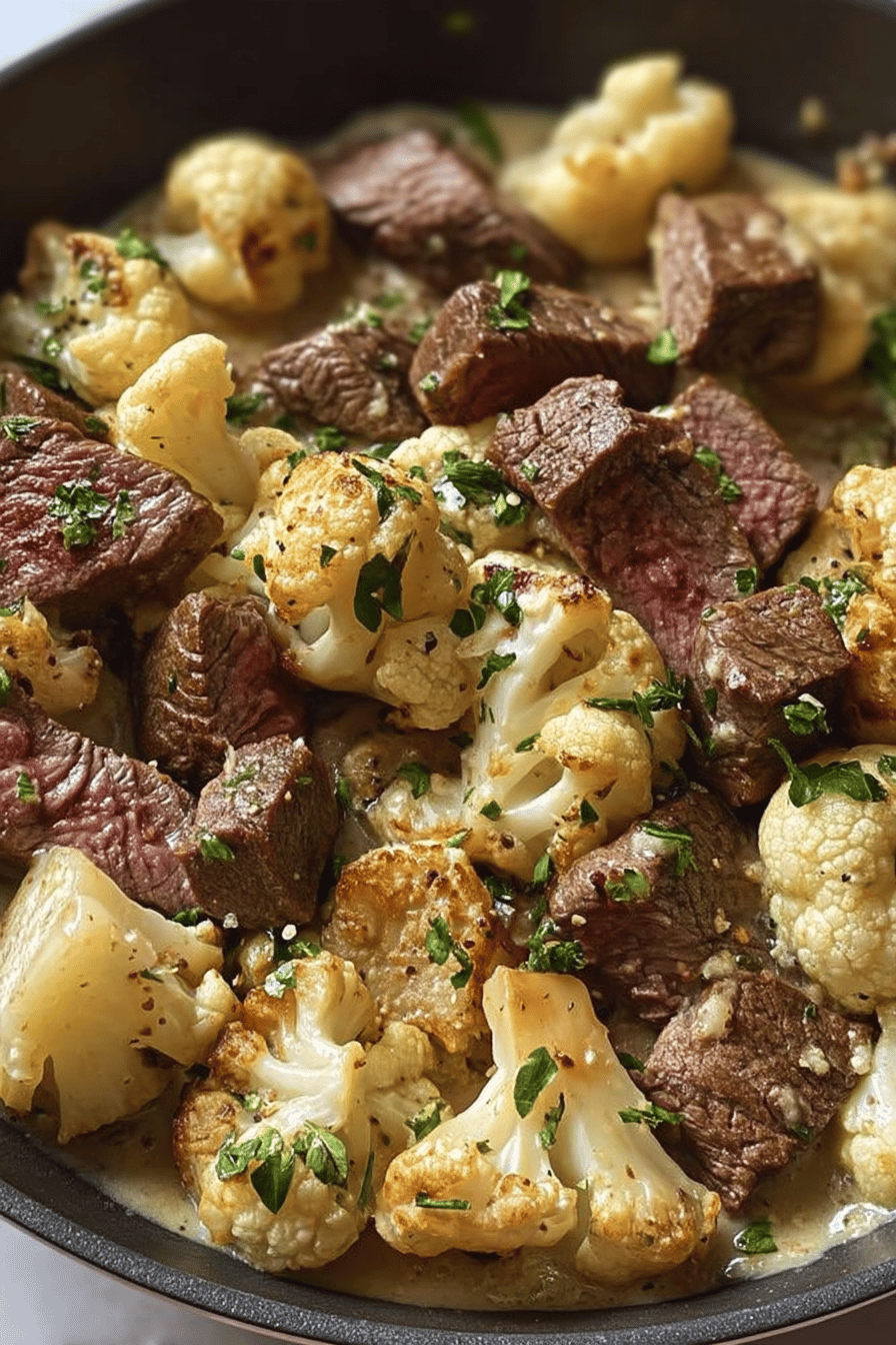Savory Steak and Cauliflower in Cream Sauce