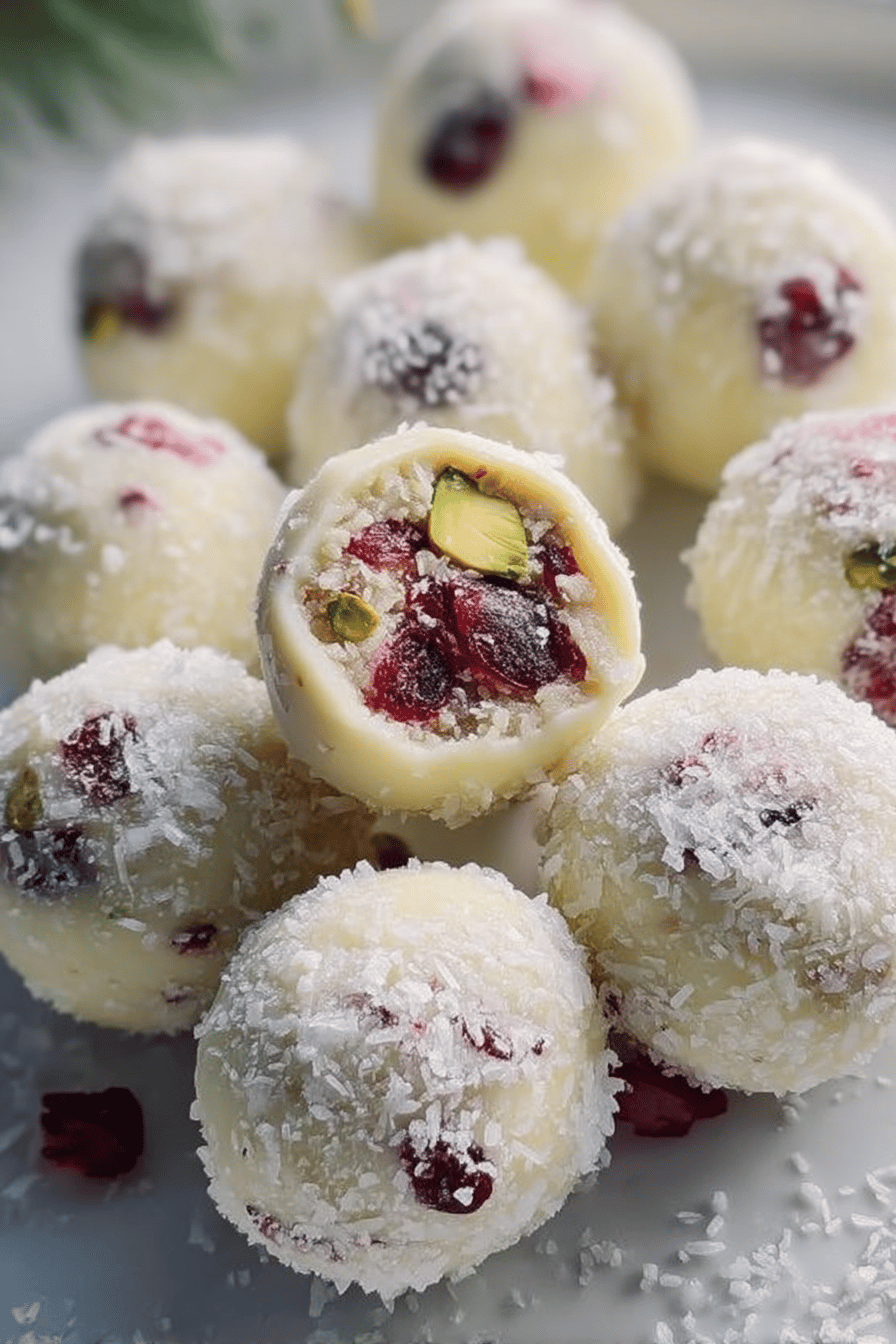 White Chocolate Cranberry Pistachio Truffles