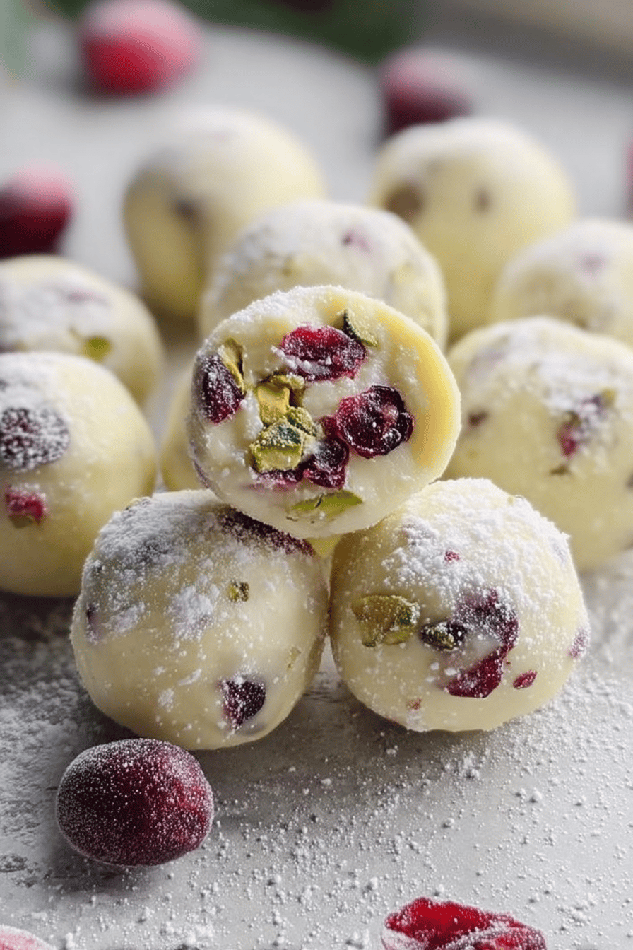 White Chocolate Cranberry Pistachio Truffles