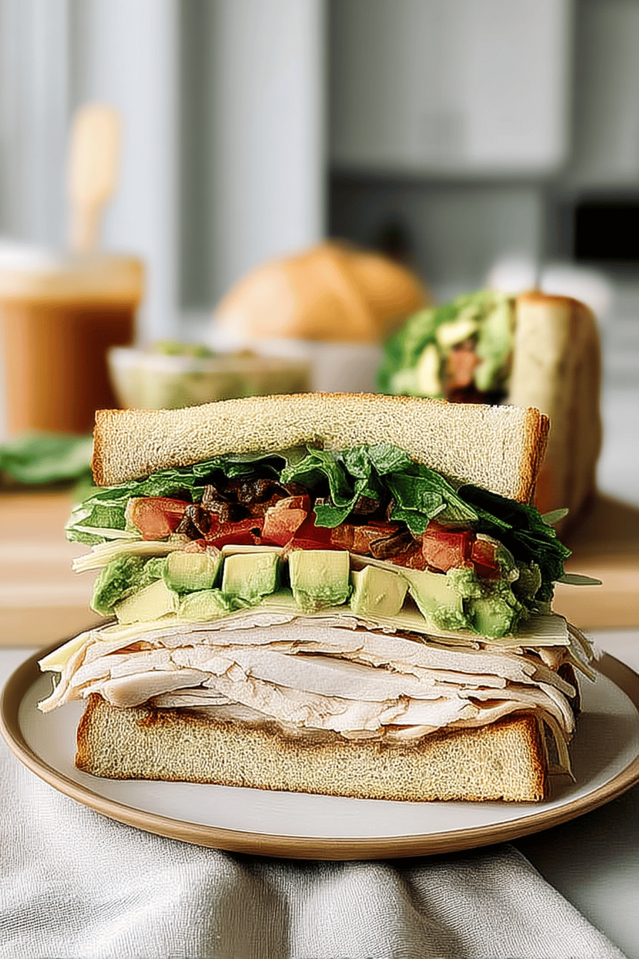 turkey and avocado club sandwich