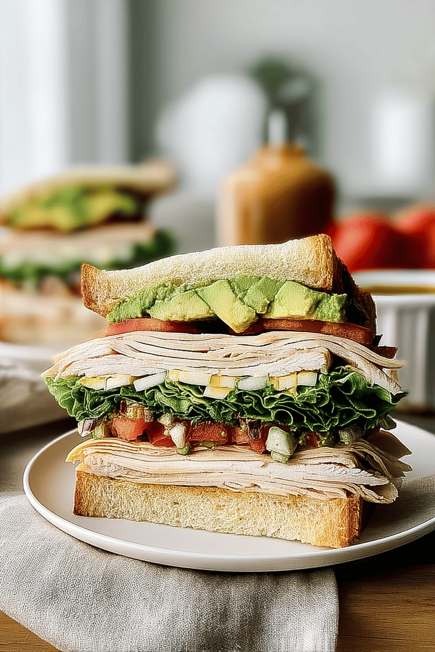 turkey and avocado club sandwich