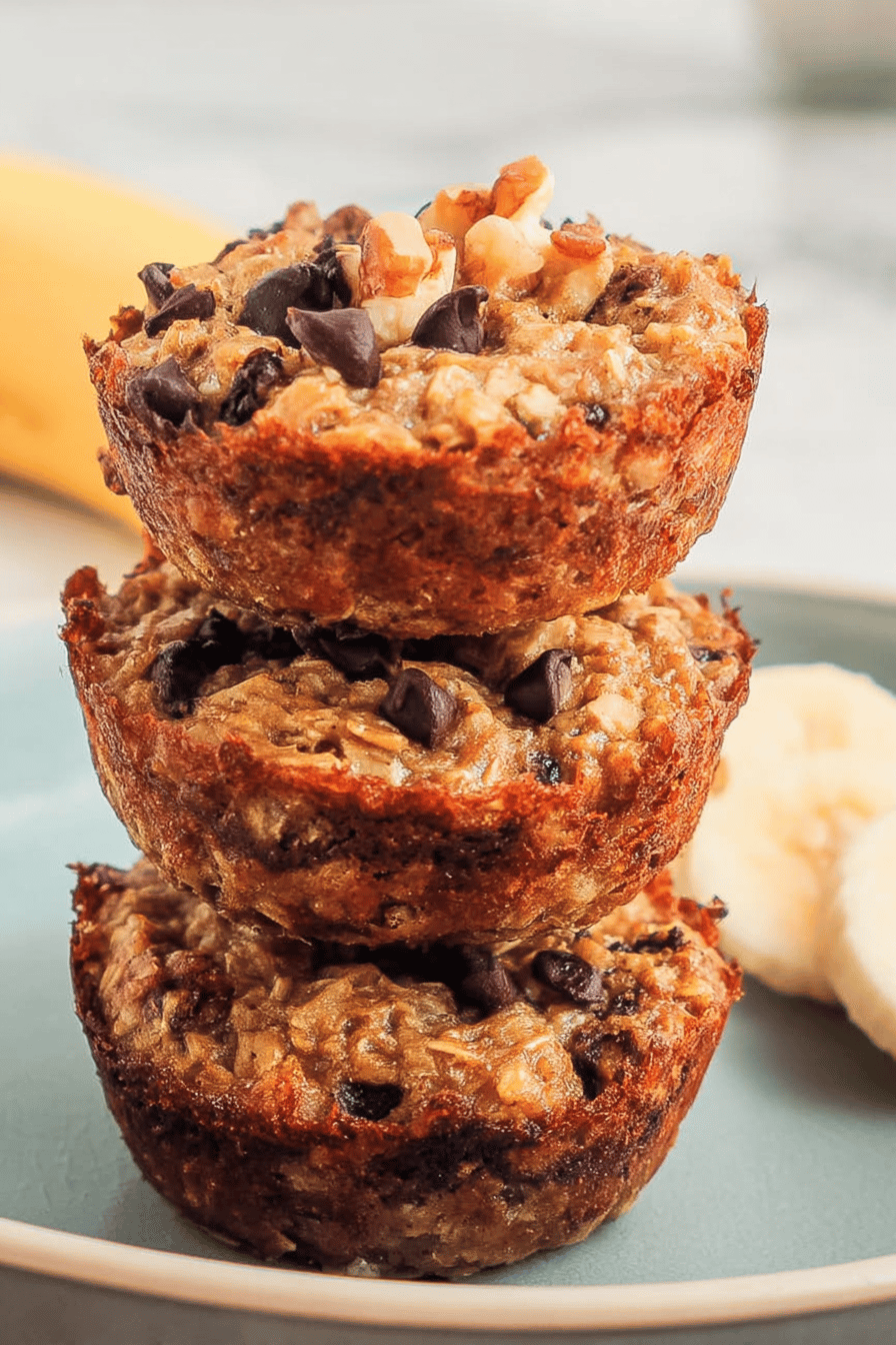 Banana Chocolate Chip Walnut Baked Oatmeal Cups