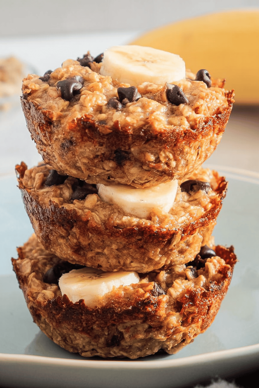 Banana Chocolate Chip Walnut Baked Oatmeal Cups