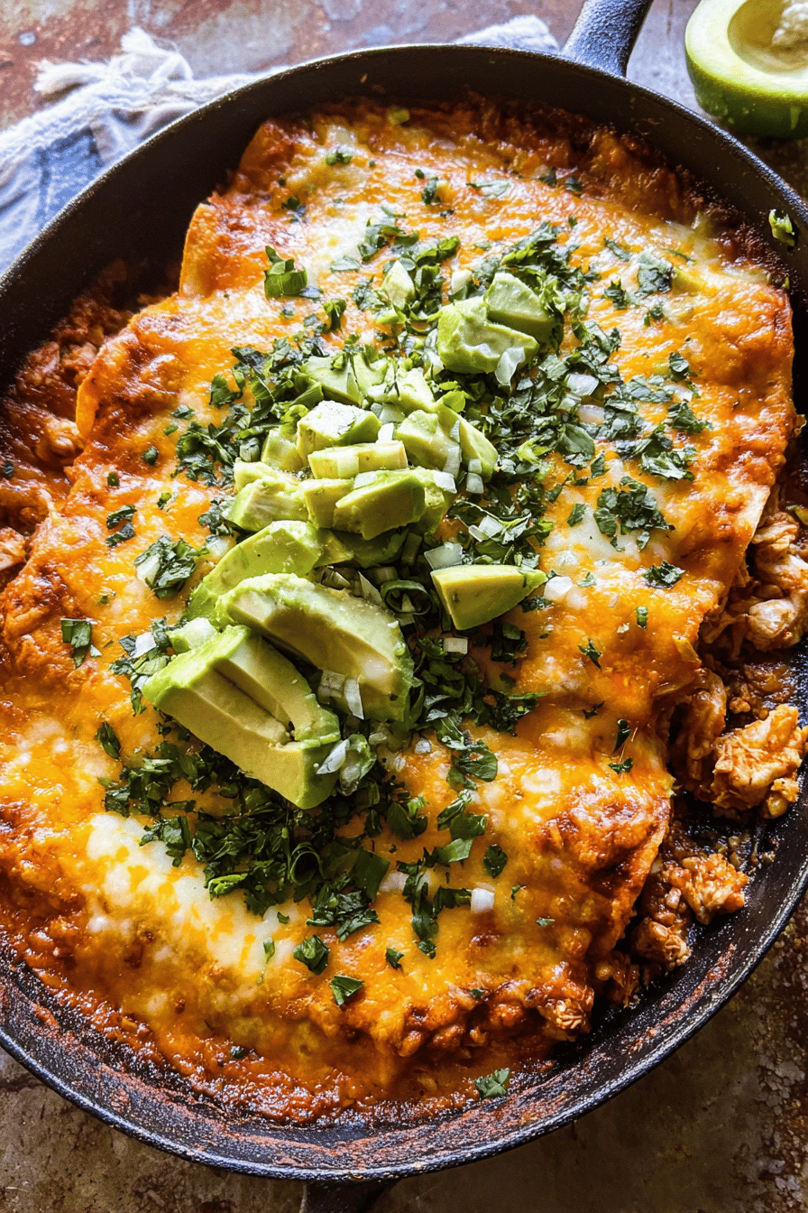 Buffalo Ranch Chicken Enchilada Bake