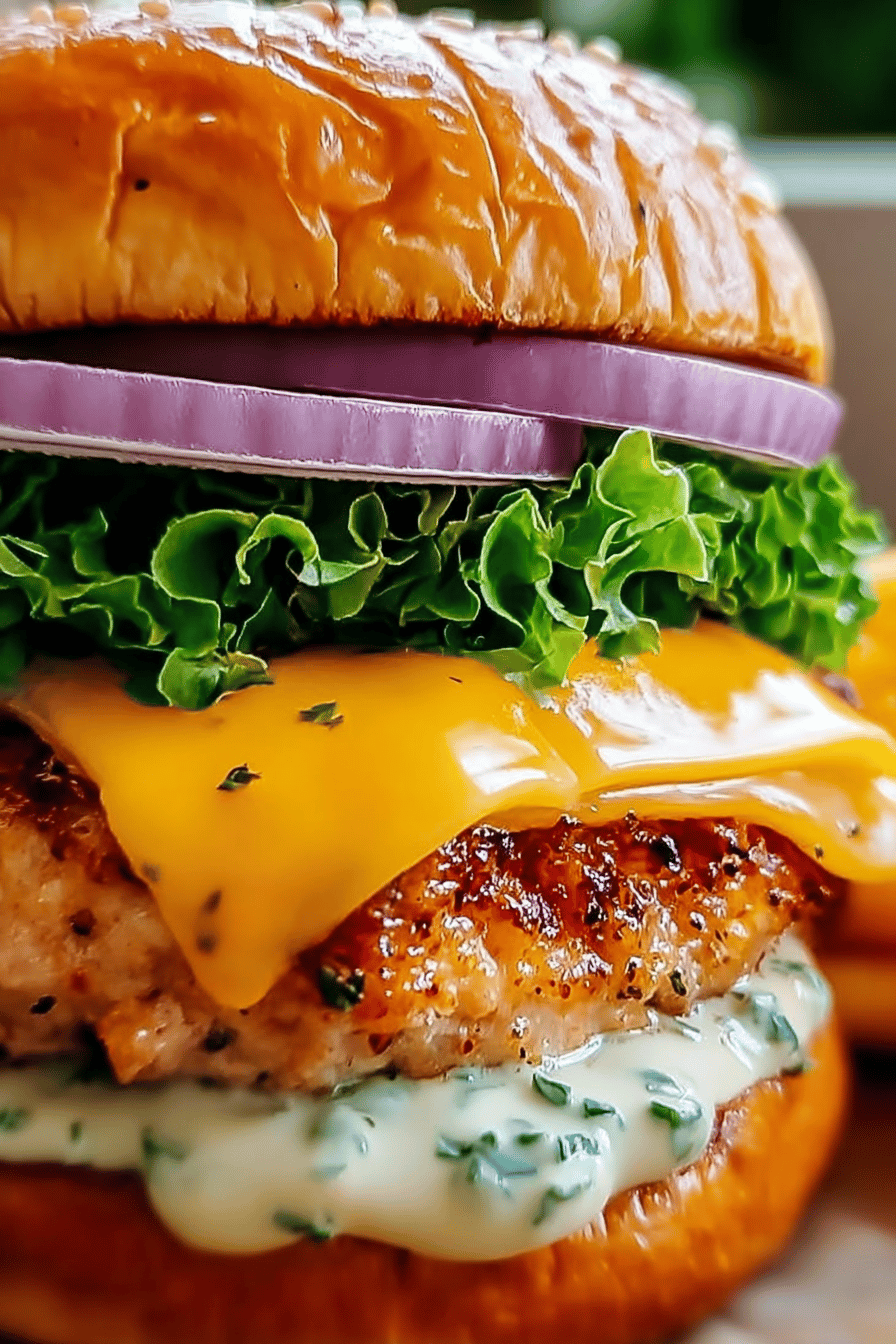 Cheddar Ranch Chicken Burgers