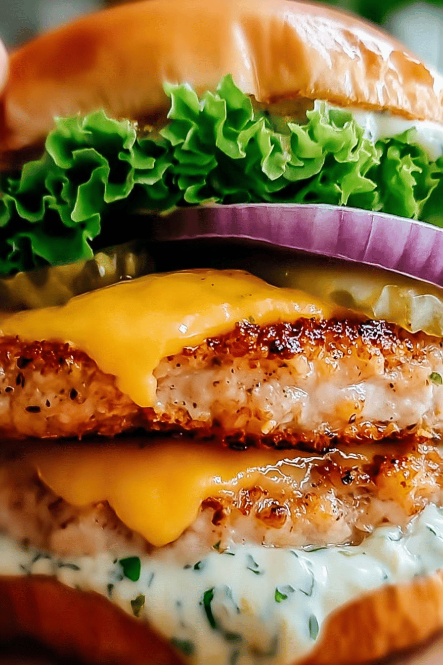 Cheddar Ranch Chicken Burgers