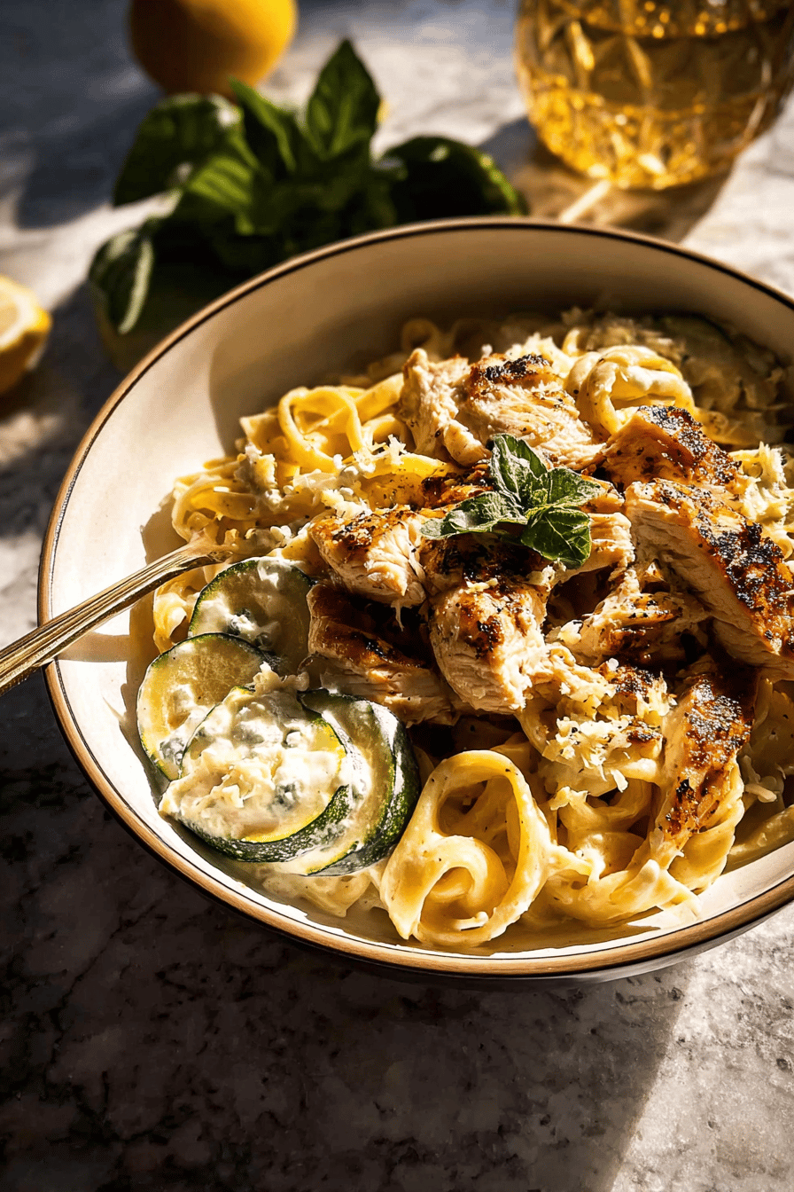 Chicken Zucchini Alfredo Pasta
