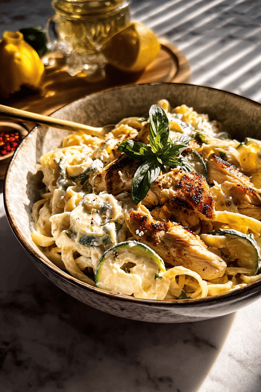 Chicken Zucchini Alfredo Pasta