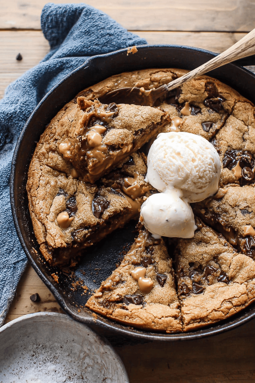 Chocolate Peanut Butter Skillet Blondies