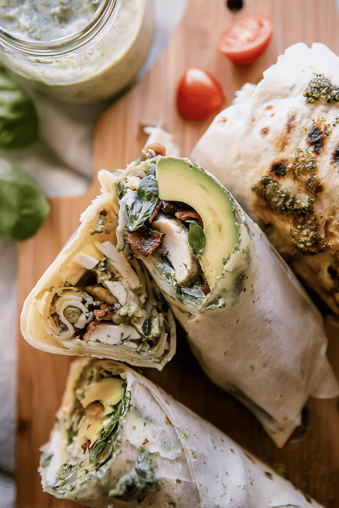 Pesto Chicken And Avocado Bacon Salad Wraps 34.png