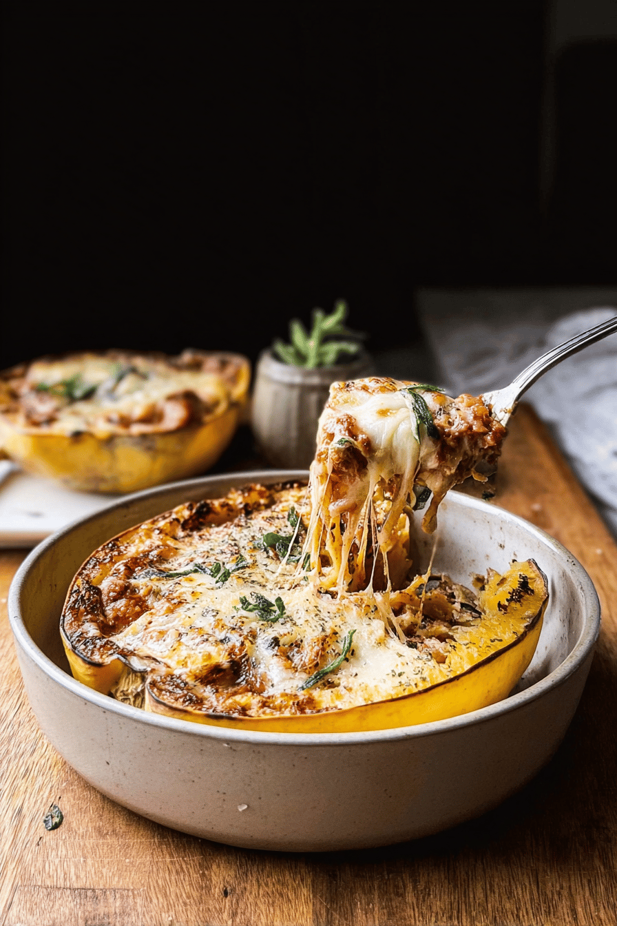 Roasted Garlic Spaghetti Squash Lasagna Boats